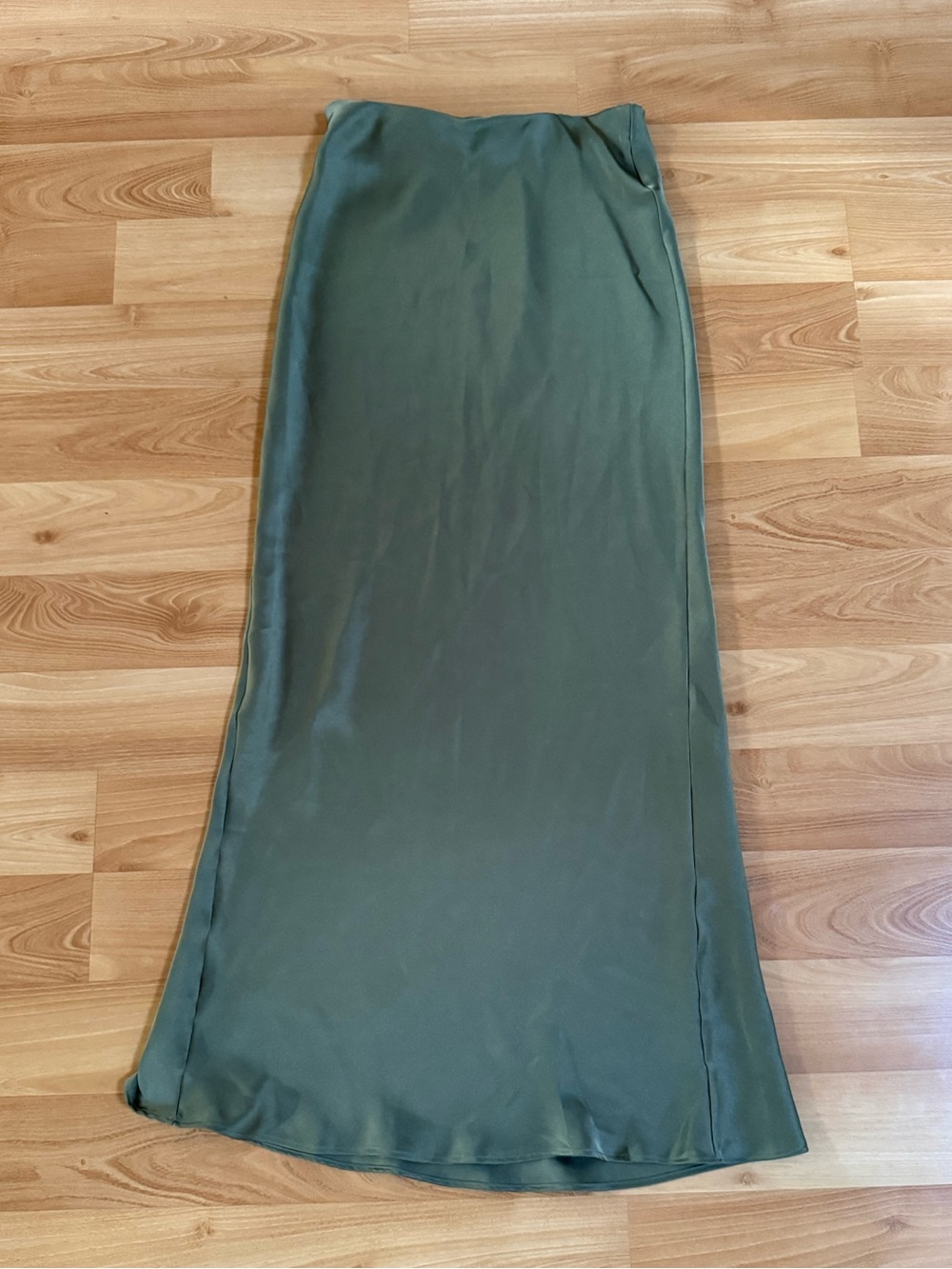 Zara Olive Satin Maxi Skirt